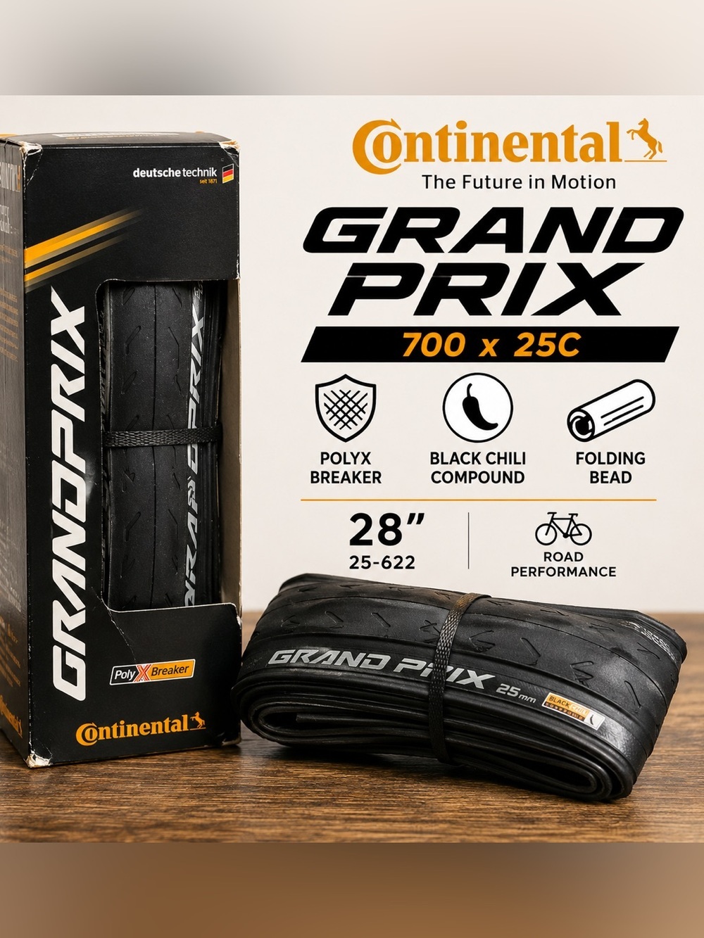 Continental Grand Prix 700x25C Folding Road Bike Tire 28” 25-622 PolyX Breaker